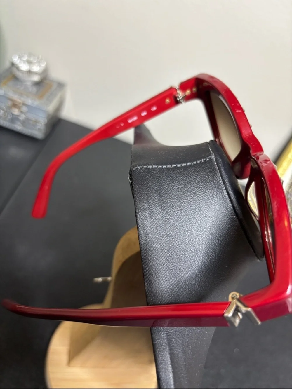 Valentino Studded Red Burgundy Sunglasses 🚨has wear🚨